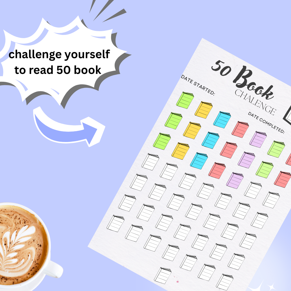 50 Book Reading Challenge Tracker  – Printable Journal | Reading Log & Book List