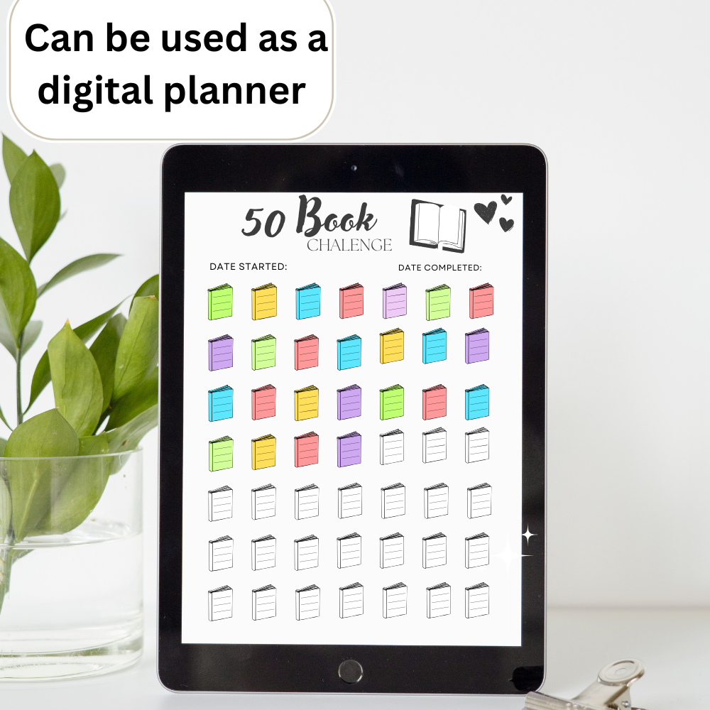 50 Book Reading Challenge Tracker  – Printable Journal | Reading Log & Book List